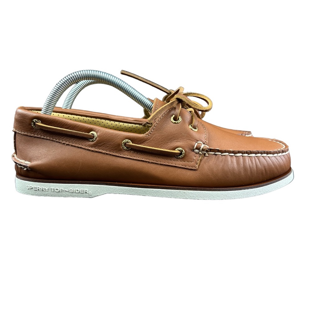 Sperry Men's Gold A/O 2-Eye Glove Tan Leather Wide Boat Shoes Sizes 8 - 8.5 W